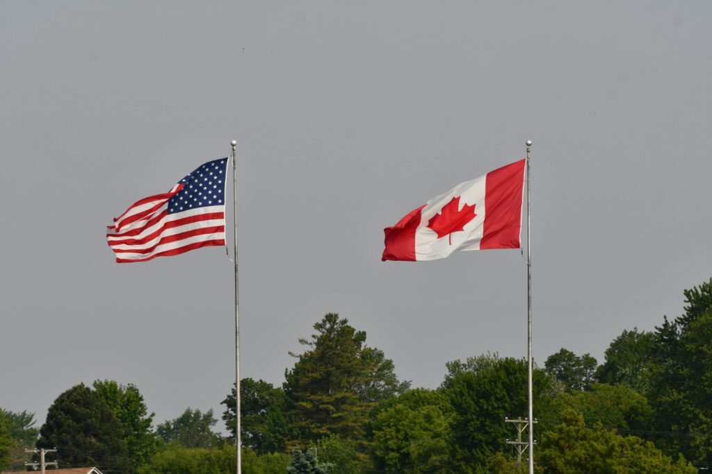 banderas de canada y estados unidos